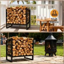 Indoor Metal Log Rack For Fireplace And Wood Stove, Log Storage Rack With Anti-Rust Black Coating, Compact And Sturdy Iron Shelving Unit - Regular - View 7