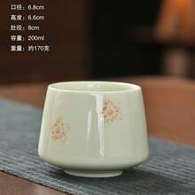 200毫升/7盎司陶瓷杯，饰有可爱的樱花图案，有粉色、绿色和米色可选，适用于公寓、咖啡馆、咖啡店、咖啡吧等场所，可用作陶瓷水杯、冰咖啡杯，可爱小物，伴娘礼物，女士礼物，厨房用品，男士礼物，不带盖隔夜燕麦罐，咖啡杯，新娘礼物，乔迁礼物，伴娘礼物，浓缩咖啡杯 - 彩色 - 查看 15