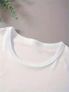 Camiseta de manga corta con cuello redondo y estampado de letras con diseño de parque de atracciones para el día de carnaval, 100% algodón, elegante para mujer, transpirable, ropa de verano fresca y versátil para mujer. - Blanco - Ver 4