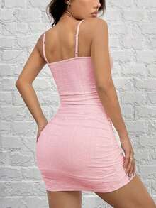 Vestido sin mangas tejido para mujer, unicolor para uso diario simple - Rosa - Ver 2