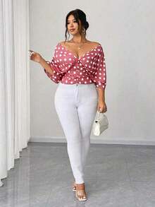 Vestido tipo camisa sin mangas a rayas azul de talla grande, cintura entallada, versátil y elegante - Rosa vieja - Ver 4