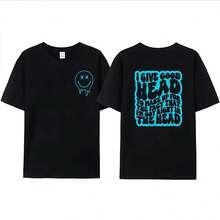 Camiseta con Gráficos Divertidos, Camiseta con Letras Onduladas Retro de "No está bien en la cabeza", Camiseta de Manga Corta con Humor Sarcástico, Camiseta de Algodón Cómoda y Casual, Prenda de Moda para Uso Diario, Camiseta con Frases Divertidas y Lindas, Regalo para Amigos, Camiseta Unisex con Humor - Negro - Ver 5