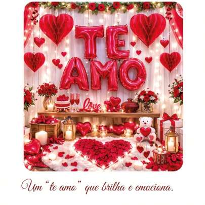 Kit Balão Metalizado "Te Amo" 40cm / 16" – Decoração Dia dos Namorados