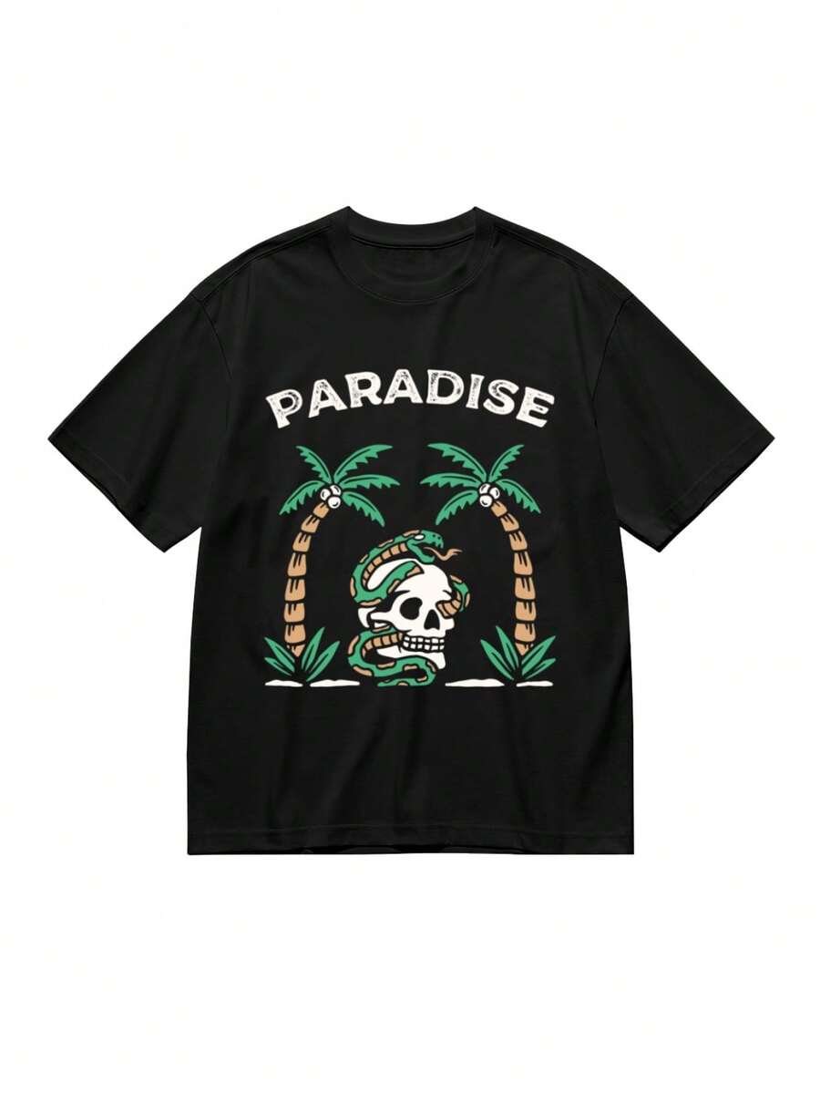 Camiseta Cómoda para Mujer Talla Grande con Estampado - Negro - Ver 1