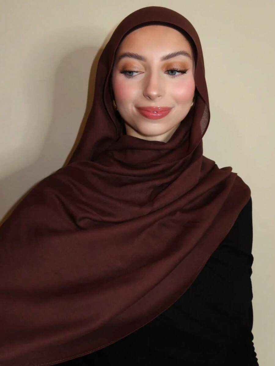 1 pieza Bufanda de gasa, unicolor, minimalista y versátil, adecuada para combinar con vestidos