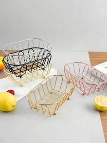 Metal Storage Basket Multifunctional Desk Organizer Box For Accessories Cosmetics Durable Desktop Organizer Rack Iron Art Small Storage Basket Suitable For Vanity Desk Photo Props Shelf Baskets Men Women Storage Organization Home Decor Back To School - Multicolor - View 8