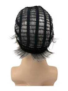 Men's Black Gray Short Heat-Resistant Soft Layered Wig Is Suitable For Daily Festivals Such As Father's Day And Halloween - Grey - View 9