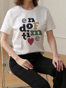 Camiseta de manga corta para mujer, corte holgado, con estampado gráfico de tomate, estilo urbano para verano, casual, blanca - alta calidad - Blanco - Ver 4