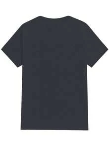 1 camiseta casual de mujer - manga corta, cuello redondo, patrón geométrico, lavable a máquina, 180g 100% algodón - Negro - Ver 10