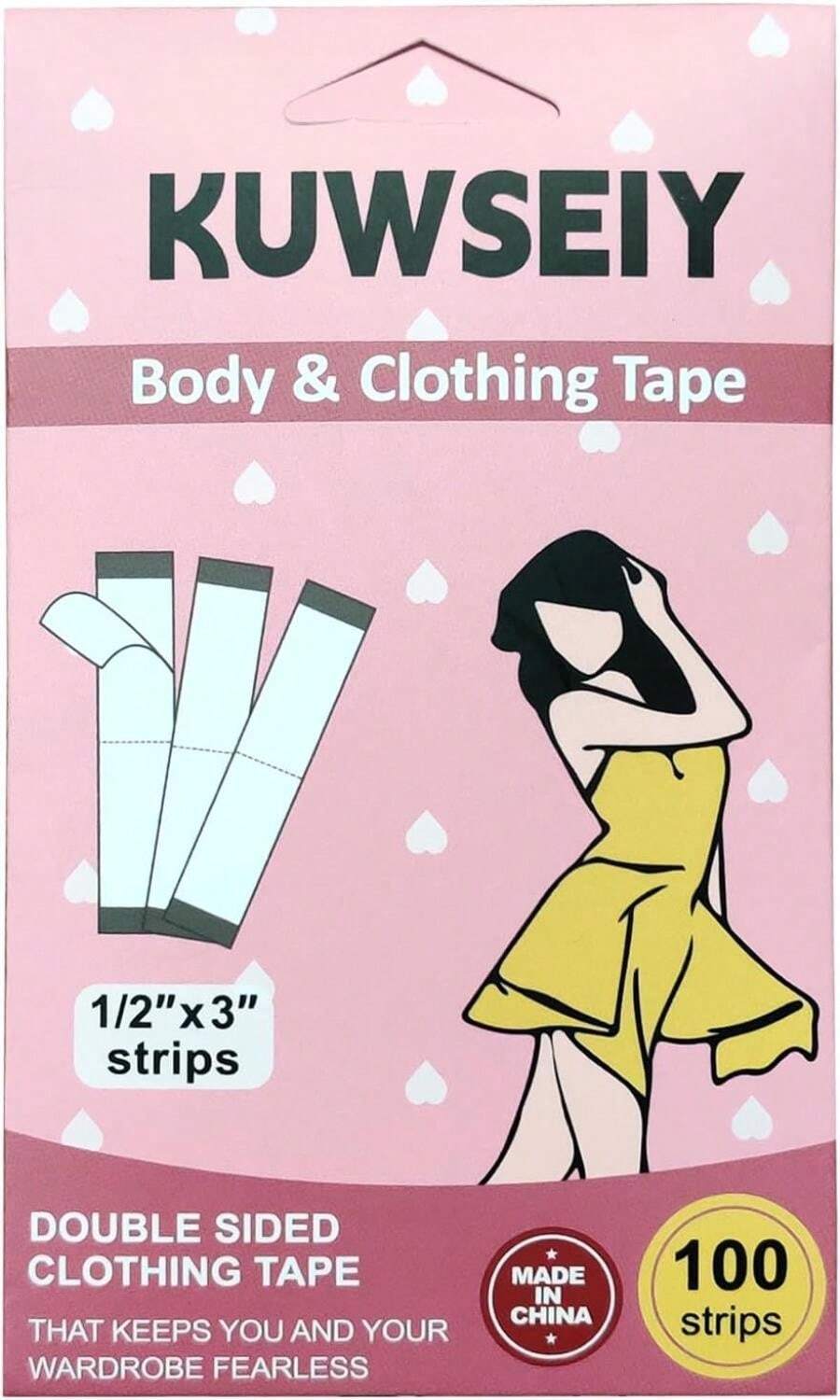 100 Strips Double-Sided Tape For Fashion, Tape For Clothes, Waterproof Fashion Clothing Tape, Fabric Tape To Skin, Strong Adhesive Body Tape, Invisible And Clear Tape For All Skin Shades, Transparent - Đen + Trắng + Màu da (3 đôi) - Xem 1