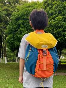 Contrast Color Drawstring Backpack, Outdoor Camping Rucksack, Lightweight Travel Daypack For Men & Girl - Multicolor - View 2