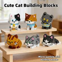 Micro-Particle Cute Cat Building Block Series, Children's Toy Building Block Set, Creative Fun 3D Assembly Blocks, Soft Stress Relief Gadget, Children's Educational Toy, Improve Children's Hands-On Ability, Classroom Reward Small Gift Recommendation, Warm Healing Desktop Decor, Suitable For Collection, Back To School/Birthday And Fashionable Small Gift Among Friends - Multicolor - View 3