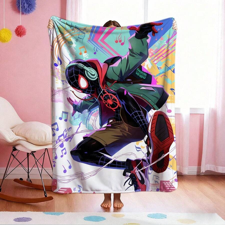 1pc S-Pider-Man Print Blanket,Retro Cartoon Style Throw Blanket,Cartoon Character Printed Blanket,All-Season Universal Nap Blanket,Character Home Decor Blanket,Modern Fashion Gift Suitable For Home Bedroom Bed Sofa Office Lunch Break Cover Picnic Blanket - Nhiều màu - Xem 1