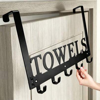 5 pièces Crochets de porte robustes, Étagère organisatrice par-dessus la porte, Crochets à serviettes de salle de bain, Étagère de rangement en métal gain de place, Pour suspendre les serviettes, les vêtements, les chapeaux etc, Installation facile, Style moderne, Convient pour la maison et le bureau, Organisation et rangement de garde-robe, Rangement suspendu sur la porte, Décoration de porte contemporaine, Métal sablé robuste
