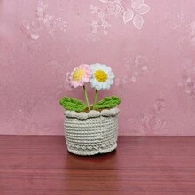 钩编向日葵雏菊盆栽，手工编织花盆，手工制作向日葵雏菊迷你盆栽，适合家居/办公室装饰，毕业/生日礼物 - 彩色 - 查看 10
