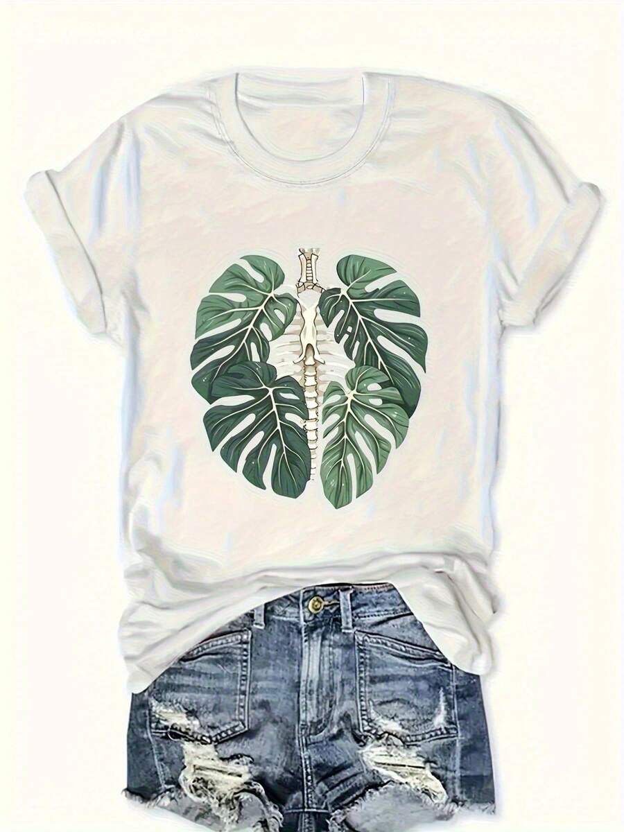 Women's San Francisco Print T-Shirt, Casual Short Sleeve Top For Women, Comfortable Fit, Matching Sister Sets, Outdoor Travel Essential, Women's T-Shirt, Spring/Summer T-Shirt. - 白色 - 查看 1