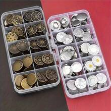 30/70颗复古金属牛仔裤纽扣 - 17毫米无缝可拆卸金属牛仔裤按扣，牛仔裤纽扣更换维修套装，含铆钉和螺丝刀，男女牛仔裤免缝扣件，便捷的牛仔布维修工具，适用于工艺品和裤子，铜质螺丝背扣 - 盒裝 - 查看 2