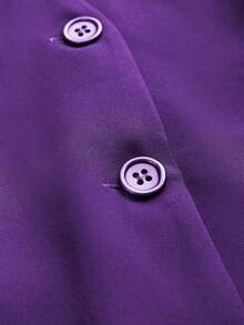 Chaleco minimalista de unicolor con cuello en V, sin mangas y con botones delanteros - Morado - Ver 4