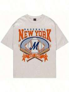 Cute Unisex Premium Casual T-Shirts, Vintage 90s New York Mets Baseball T-Shirt, Retro Tee, Gifts For Men, Men's Shirts, Men's Winter Clothing, Mets T-Shirts For Baseball Game Day S - 白色 5 - 查看 6
