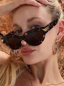1 par de gafas de moda con marco ovalado grande para mujeres, minimalista y versátil - Multicolor - Ver 2
