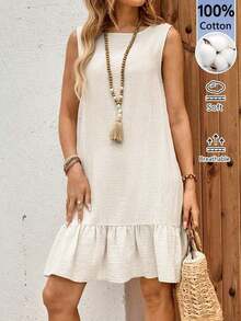 Vestido mini casual, de fiesta y de viaje con rayas y fruncido para mujer - Albaricoque - Ver 1