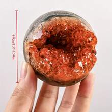 1pc Exquisite Amethyst Quartz Orange Color Open Mouth Smile Crystal Ball | Boho Style, Perfect For Festivals And Christmas, Unique Gift For Parents And Friends, Room Decoration Sphere, Natural Crystal Mineral Specimen - Orange - View 5