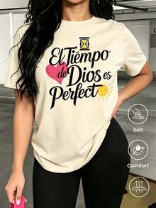 Camiseta de moda personalizada de manga corta para primavera y verano 2026, fabricada en México, 180 gramos. Estampado de dibujos animados, modelo de pareja, apta para uso interior o exterior. Cuello redondo, unisex, ideal para oficina y ocio. Paquete de una pieza - Camiseta unisex de manga corta y cuello redondo de algodón suelto estilo vintage urbano - Albaricoque - Ver 1