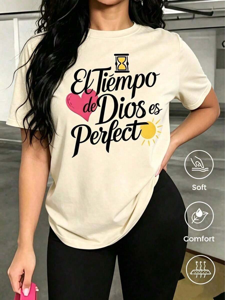 Camiseta de moda personalizada de manga corta para primavera y verano 2026, fabricada en México, 180 gramos. Estampado de dibujos animados, modelo de pareja, apta para uso interior o exterior. Cuello redondo, unisex, ideal para oficina y ocio. Paquete de una pieza - Camiseta unisex de manga corta y cuello redondo de algodón suelto estilo vintage urbano - Albaricoque - Ver 1
