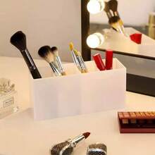 1pc Makeup Brush Holder, 3-Slot Mirror Makeup Brush Storage Box, Cute Pen Holder, Eyeliner Display Box, Home Essential Accessory - Multiple Styles - View 3