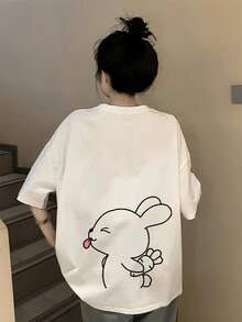 Plus Size, Special For Japan And Korea: Women's Plus Size Short Sleeve T-Shirt, New Spring/Summer Style, Korean Style Loose Fit, Solid Color, Versatile And Simple Top, Fashionable And Everyday Women's Top, Solid Color T-Shirt For Women - 白色 - 查看 7