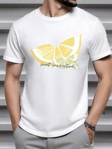 Rodajas de limón amarillas que transmiten sensación de frescura energía veraniega y alegría con texto sweet summertime evocando momentos cálidos relajados y soleados camiseta de hombre 100% algodón100% Cotton - Blanco - Ver 1