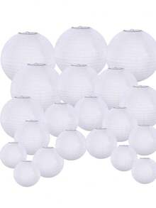 9/18pcs White Paper Lanterns, Decorative Chinese/Japanese Style Round Hanging Paper Lanterns, Suitable For Birthday, Wedding, Christmas, Bridal, Home Decor, Party Decoration - White Lanterns - View 1