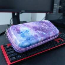 紫色星空印花 Switch OLED 保護殼，硬殼便攜旅行收納包附手把，防震儲存袋，適用於 NS 主機配件與遊戲卡 - 查看 6