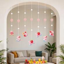 Summer Beach Vacation Holiday Birthday Party Decorations Hanging Ornaments Strawberry Lemon Watermelon Ice Cream Coconut Wall Background Home Pom Pom Decor - Summer Pendants - View 4