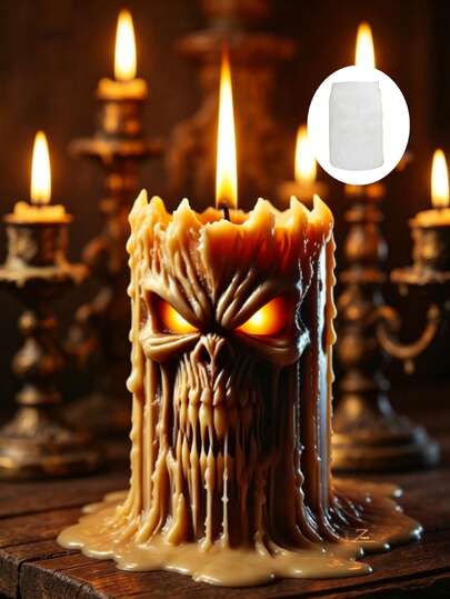 Halloween Demon Face Silicone Candle Mold, Creepy Skull Shaped Wax Candle Making Mold, Gothic Home Decor Easy Demold