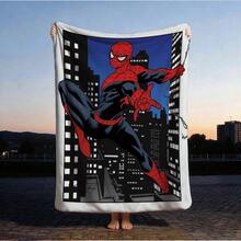 1pc S-Pider-Man Print Blanket,Retro Cartoon Style Throw Blanket,Cartoon Character Printed Blanket,All-Season Universal Nap Blanket,Character Home Decor Blanket,Modern Fashion Gift Suitable For Home Bedroom Bed Sofa Office Lunch Break Cover Picnic Blanket - Multicolor - View 2