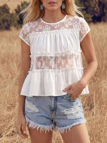 Camisa floral casual de mujer para el verano - Blanco 3 - Ver 3