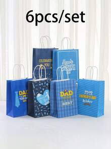 1/6 túi quà tặng Ngày của Cha, thiết kế chủ đề Ngày của Cha, bao bì giấy chắc chắn có quai xách, thích hợp làm quà tặng Ngày của Cha, sinh nhật Cha, quà tặng tiệc Ngày của Cha, túi quà tặng Ngày của Cha hoàn hảo. - D-màu xanh - Xem 13