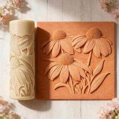 1pc Pinecone Chrysanthemum Texture Roller, Polymer Clay Embossed Mold, High Detail 3DTexture Roller, Pottery Tool, Durable Plastic Handmade Mold, Suitable For Easter, Pet Day,Reading Month, DIY Jewelry Making And Art Design, Handmade Enthusiasts Gift