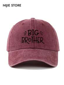 Vintage Washed Baseball Cap - Printed With "Big Brother" | Adjustable Casual Hat, Suitable For Family And Streetwear Style - A - View 19