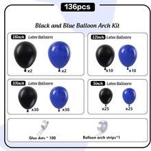 136pcs Blue And Black Balloon Arch Set, Includes Various Sizes Of Blue And Black Latex Balloons, Perfect For Birthday Parties, Baby Showers, Bridal Showers, Weddings, Valentine's Day, Anniversaries, Graduations, And Other Party Decorations. - View 4