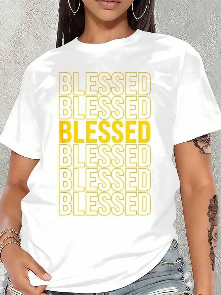 Unisex Short-Sleeved T-Shirt For Women, Casual Varsity T-Shirt, Gold And Yellow, University Gold And Yellow Pattern Print, Lightweight And Breathable, For Spring And Summer, Summer Top, Playful Print, Comfortable Fit, Summer Holiday T-Shirts For Men, , , Women, Romwe Men, Boho Chic, Teachers Gifts, T-Shirt For Curvy Women's Sets For Women, Y2k - 白色 - 查看 1
