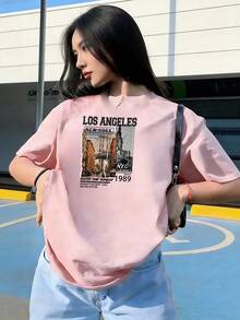 Vintage American Style Short Sleeve T-Shirt, Fashionable Short Sleeve T-Shirt For Spring And Summer 2026, Made In Mexico, 180 Grams. Cartoon Print, Couple Design, Suitable For Indoor Or Outdoor Wear. Crew Neck, Unisex, Ideal For Office And Leisure. One-Piece Pack. - PK-P631577SLNDXZGY598 - 查看 3