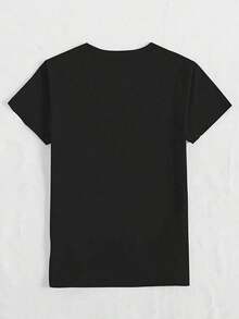Women's T-Shirt With A Cow Print, Featuring A Modern And Attractive Design, Short Sleeves, And A Round Neck, Perfect For Young Women. Machine Washable And Suitable For Everyday Casual Streetwear. An Ideal Gift Option For Home And Office Wear. - 黑色 - 查看 2