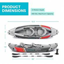 2Person Inflatable Kayak Set, Dakota K2 With 86in Oars And Pump - As Illustrated - View 3