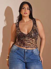 2026 Nueva Blusa de Tirantes Finos para Mujer Talla Grande, Blusa de Malla con Lunares, Ropa de Playa y Vacaciones - Caqui - Ver 1