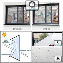Vinilos para Cristales Opaco No Adhesivo Película Privacidad De Ventana Boho D Laminas Decorativo Translúcido para Ventanas Retirable para Baño Sala De Estar Cocina Oficina - 5 - Ver 5