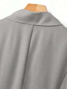 CURVE Blusa de manga de pétalo con lazo decorativo, casual/para el trabajo, talla grande de verano - Gris - Ver 6