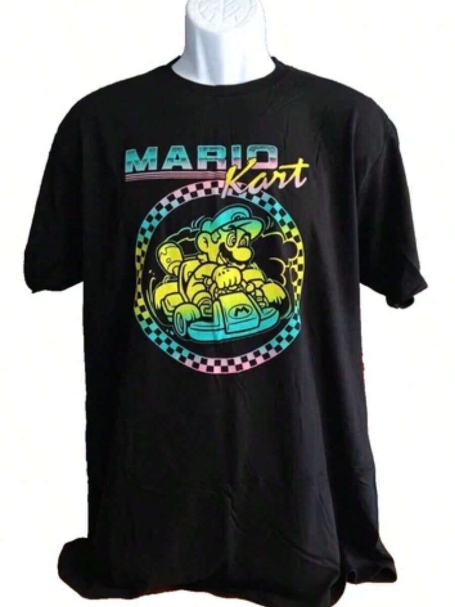 Kart T-Shirt For Men And Women, Plus Size, With Toad Mushroom Tag - 黑色 - 查看 1