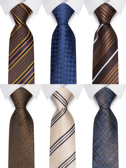 AlanKing 1 pieza Corbata a rayas marrones de 8 cm de ancho, adecuada para atuendo profesional, negocios formales, eventos de boda, accesorio de moda para hombres